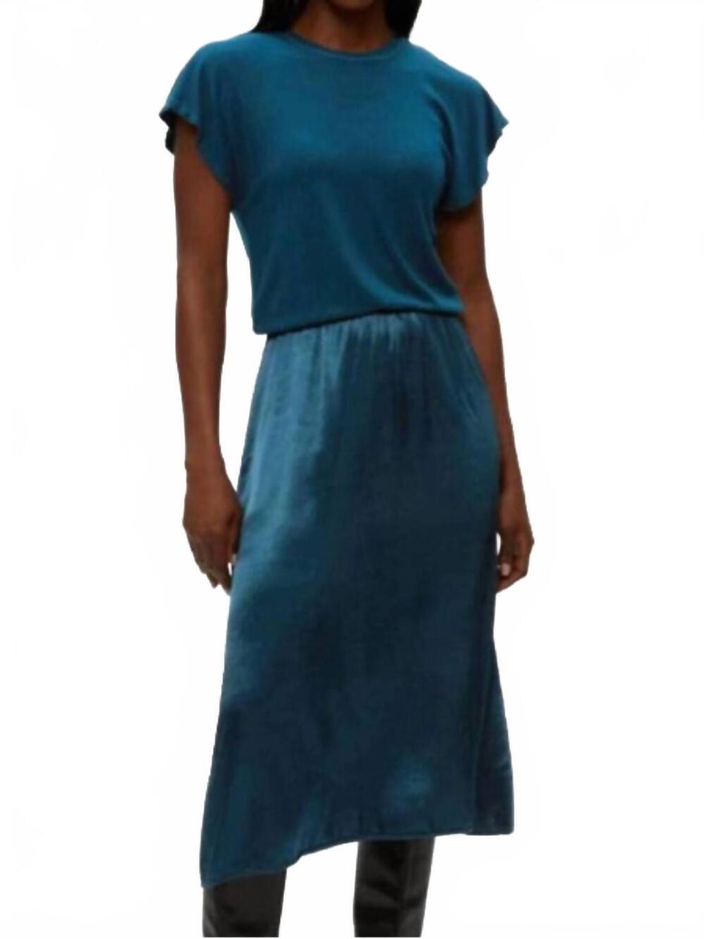 NEW MICHAEL STARS meryl midi satin dress in rainforest